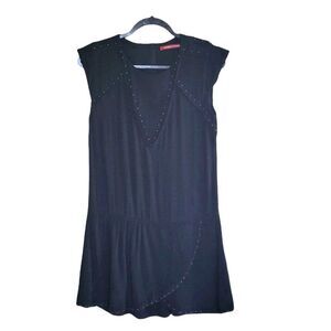 Comptoir Des Cotonniers Womens Tunic Dress Black Studded Cap Sleeves 36